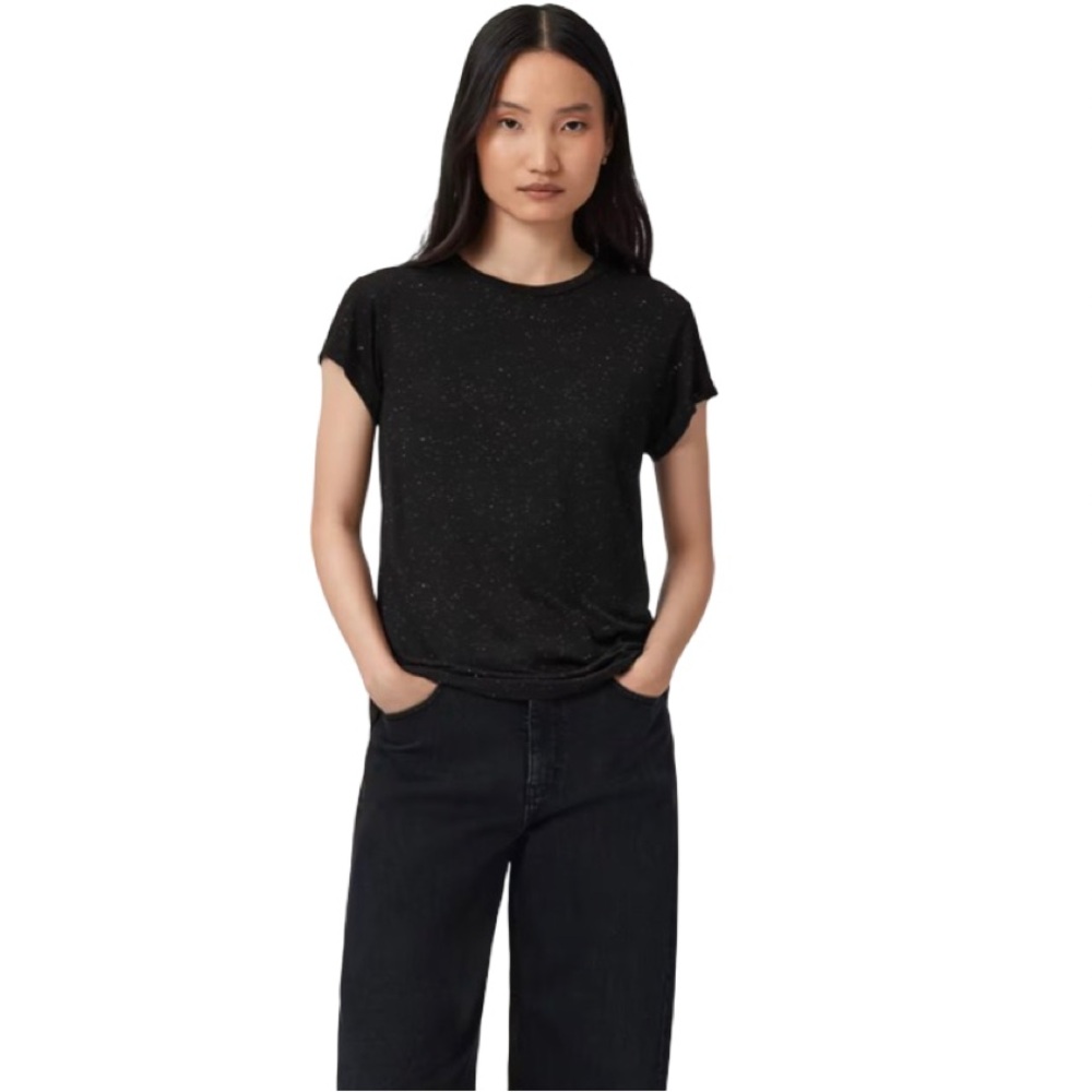 ALL SAINTS ANNA SHORT SLEEVE SHIMMER T-SHIRT size 6
